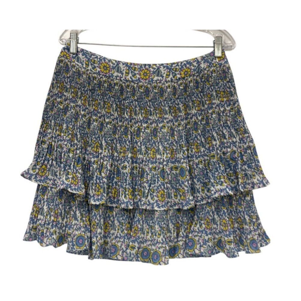 Boden Womens Skirt UK 14 US 10 Mini Multi Floral Print Plisse Layered R0178 NWT - Picture 2 of 11